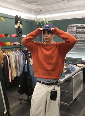 MRDONG韩国代购男装短款艾德彩色混纺柔软质感宽松针织毛衣T恤款