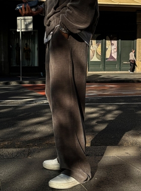 韩国代购直播福利秒杀RAVE坑条灯芯绒宽松弹力直筒宽松秋冬休闲裤
