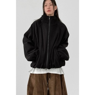 jumper抽绳立领加绒外套宽松 fleece MRDONG韩国代购 reversible