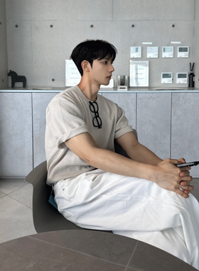 MRDONG韩国代购东大门男装LOGAN独特棉针织圆领短袖T恤简洁轻熟风