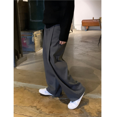 韩国男装单掐褶港风慵懒休闲裤