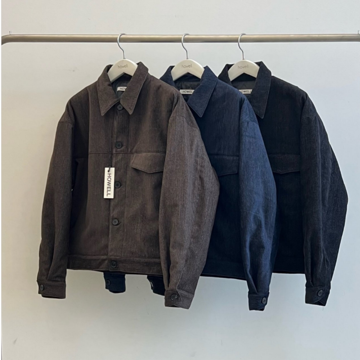 韩国男装复古纹理感重工夹棉外套