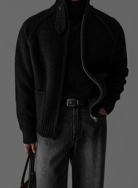 MRDONG韩国代购男装LOGAN冬季针织拉链夹克廓形羊毛厚实层次感