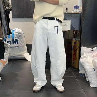 直播IDUN高品斜纹棉YKK拉链拼接线设计师阔腿牛仔裤 韩国男装 代购