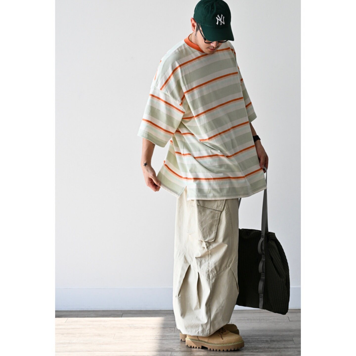 MRDONG韩国代购东大门男女VOTUS春棉花糖条纹宽松短袖T恤