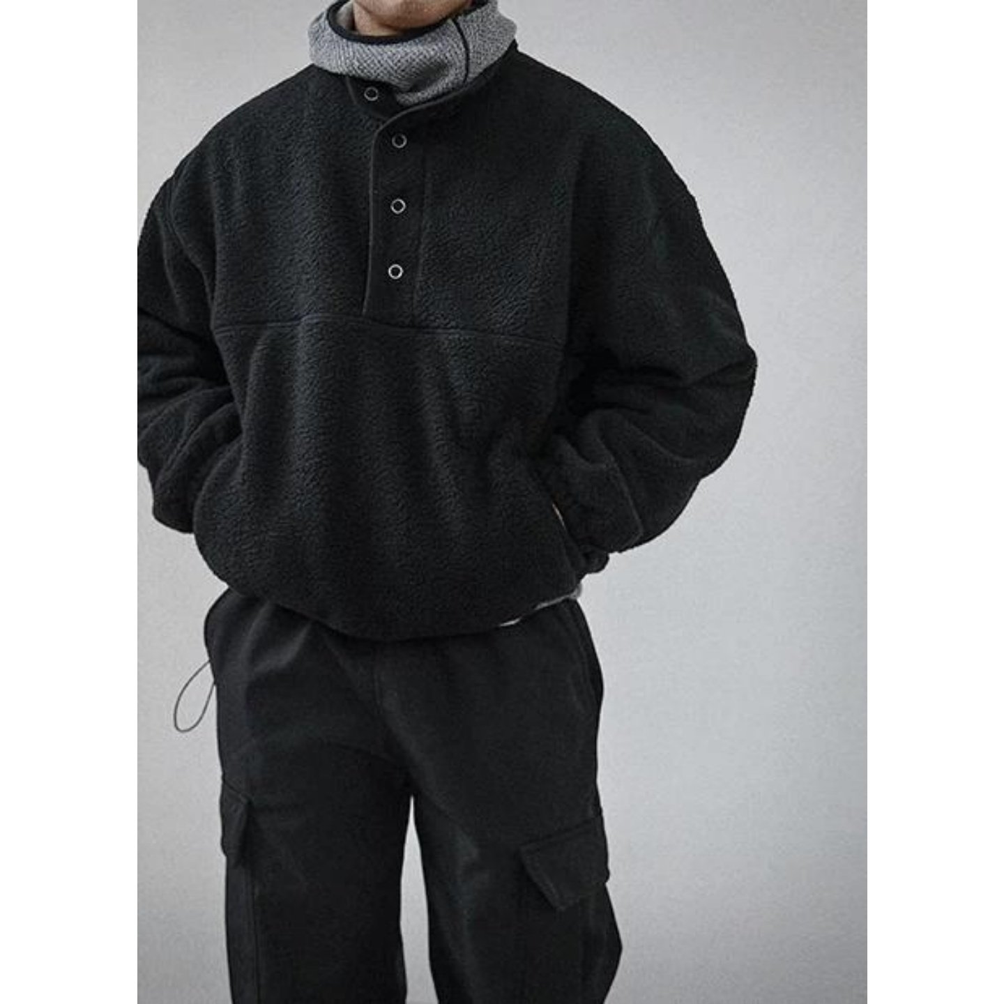 MRDONG韩国代购男装半开襟立领摇粒绒上衣抽绳下摆宽松保暖款卫衣,男装,卫衣,淘宝优惠券,粉丝福利购,淘宝优惠卷