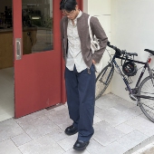 韩国代购 OnePoint设计师棉单掐褶重工水洗休闲裤 直播男装 福利秒杀