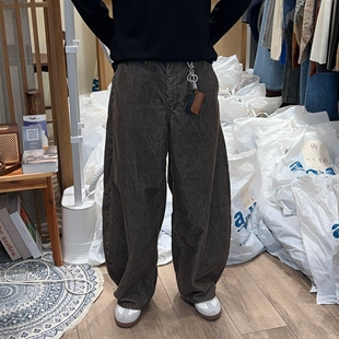 直播PULSE高品灯芯绒街头设计师阔腿弧形剪裁休闲裤 韩国男装 代购
