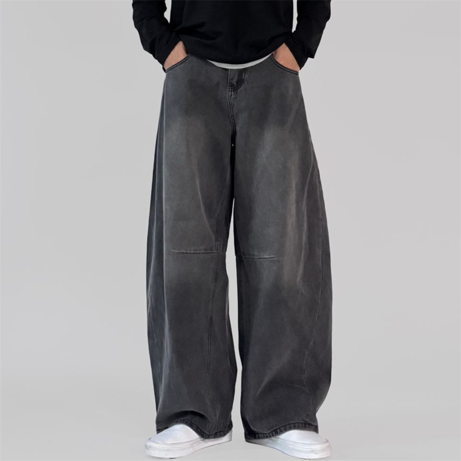 MRDONG韩国男装代购个性绑带膝盖拼接弧形剪裁复古水洗阔腿牛仔裤,男装,牛仔裤,淘宝优惠券,粉丝福利购,淘宝优惠卷