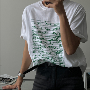 小众字母街头个性 印花潮流设计感宽松短袖 代购 MRDONG韩国男装 T恤