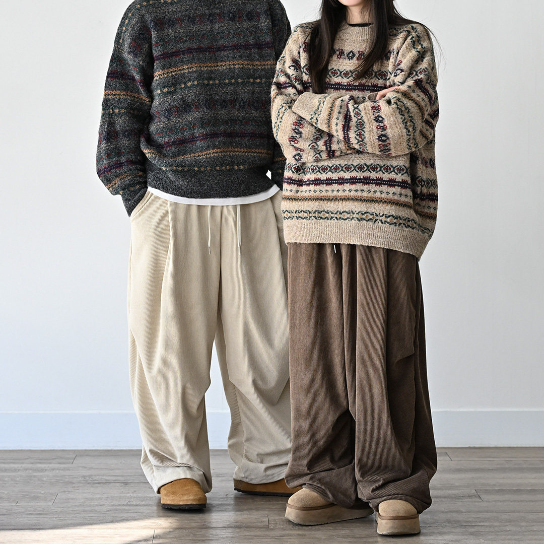 MRDONG韩国代购男女灯芯绒宽松垂感抽绳阔腿休闲长裤高腰版型高品,男装,休闲裤,淘宝优惠券,粉丝福利购,淘宝优惠卷