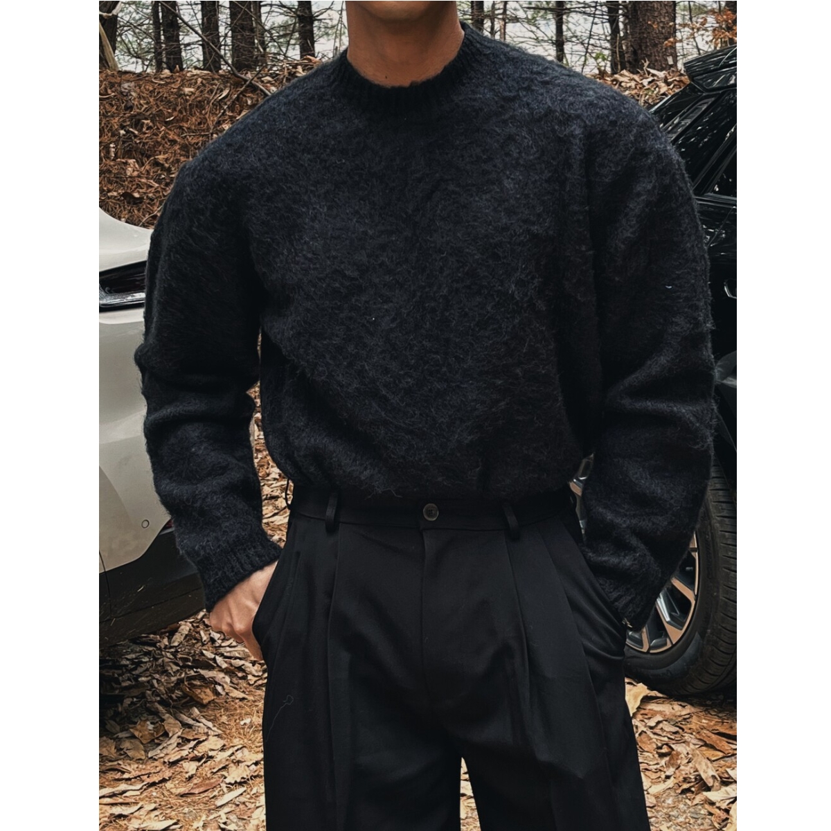 福利秒杀韩国男装代购直播DEEF高档羊毛重工百货级圆领针织衫毛衣