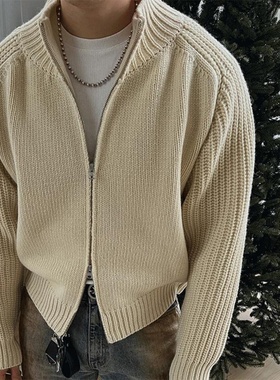 MRDONG韩国代购男装AVEC立领重工百货级高档轻奢针织开衫冬外套