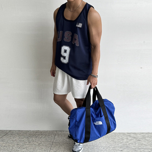T恤运动背心 镂空网眼透气USA数字印花篮球无袖 MRDONG韩国男装 代购