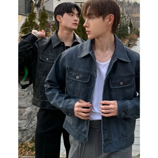 皮衣机车夹克短款 OWN高奢做旧春季 宽松外套 男装 MRDONG韩国代购