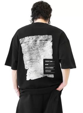 韩国代购阔版大码背后印花短袖T