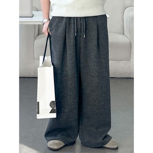 MRDONG韩国代购男装OWN针织抽绳直筒阔腿针织长裤垂坠轮廓小众