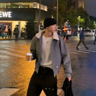 韩国代购直播福利秒杀MOOD强推百货级羊毛男女款羊羔毛棉服外套