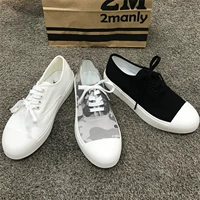 Dongdaemun Hàn Quốc mua đàn ông và phụ nữ bốn lỗ buộc thấp để giúp giày bình thường đầu tròn giày vải hoang dã 19 sản phẩm mới - Giày thấp giày sneaker chính hãng