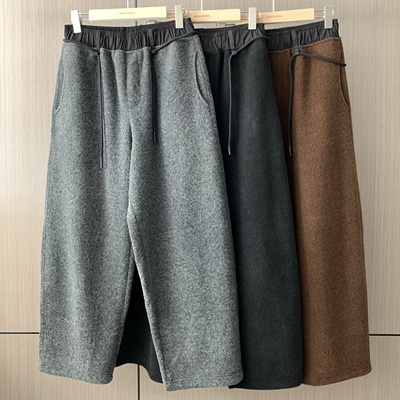 韩国代购羊毛亲肤阔腿撞色休闲裤
