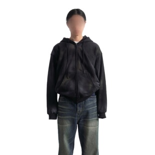 MRDONG韩国代购男女重水洗喷染做旧连帽拉链宽松街头卫衣小众外套