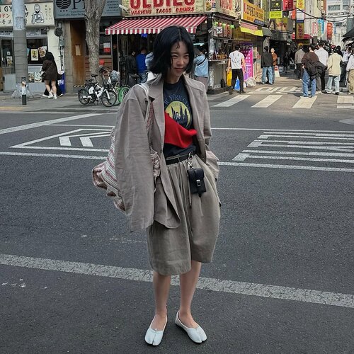 韩国代购高奢亚麻休闲西装外套阔
