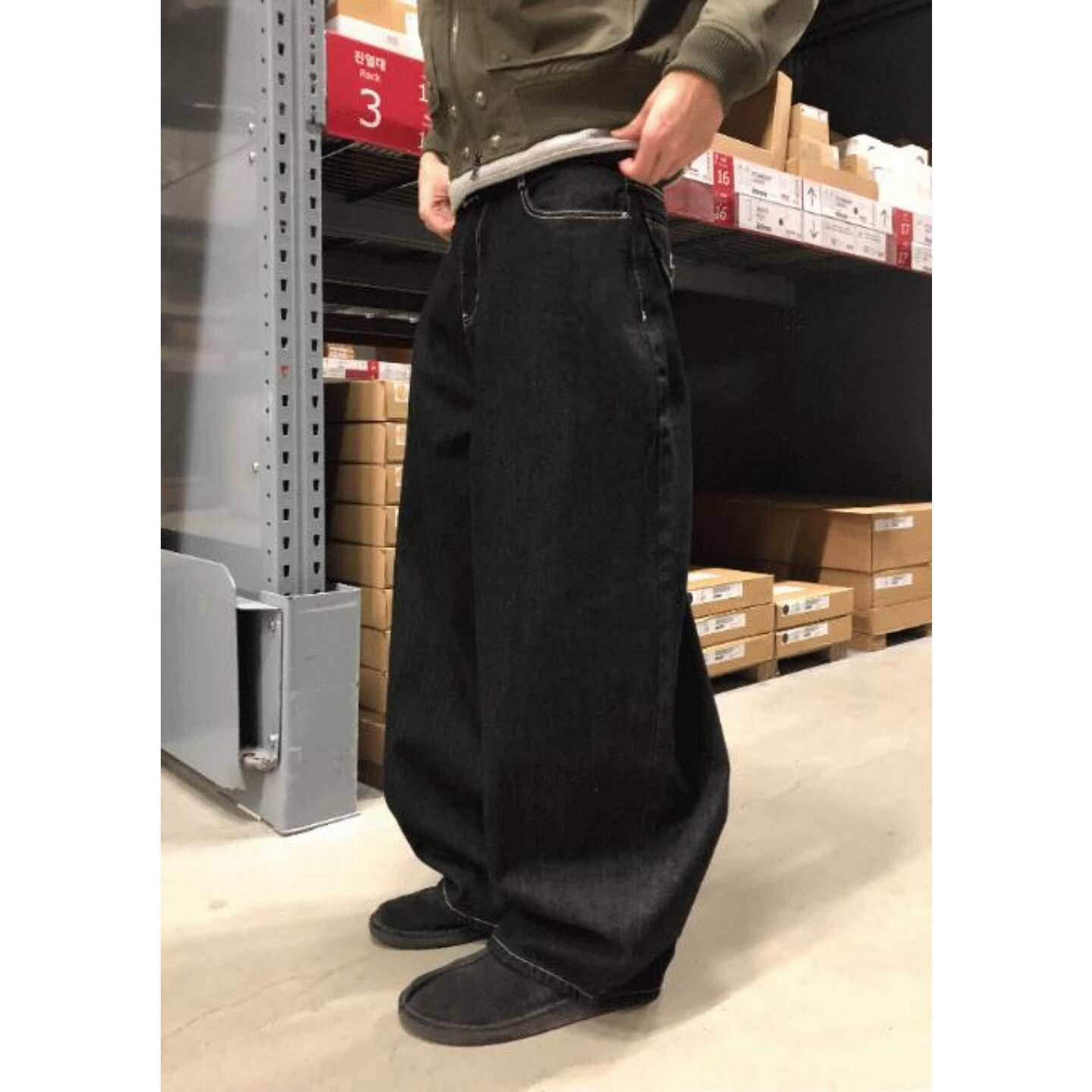 MRDONG韩国代购男装原色厚磅直筒宽松口袋休闲牛仔生地洗水工艺轮