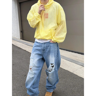 MRDONG韩国代购东大门男装连帽薄款透视防晒外套宽松夏季沙滩夹克