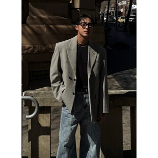MRDONG韩国代购东大门男装AVEC戗驳领轻奢风阔版休闲西服外套