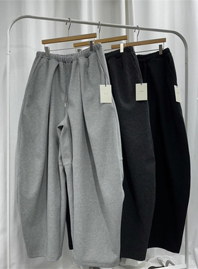 韩国男装代购MODEN松紧腰掐褶复合棉秋冬解构拼接阔腿弧形休闲裤