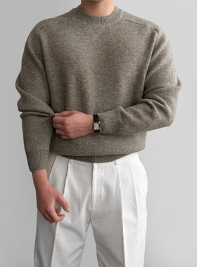 MRDONG韩国代购男装LOGAN羊毛圆领细节针织毛衣冬季款保暖细腻