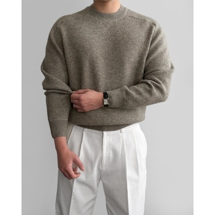 MRDONG韩国代购男装LOGAN羊毛圆领细节针织毛衣冬季款保暖细腻