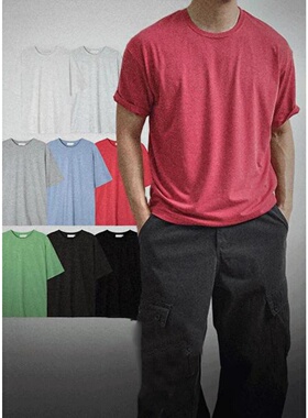 MRDONG韩国代购男装9色纯棉基础宽松圆领短袖T恤气质小众百搭潮