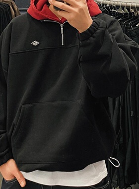 MRDONG韩国代购男装设计师半拉链立领卫衣简约机能廓形潮流气质