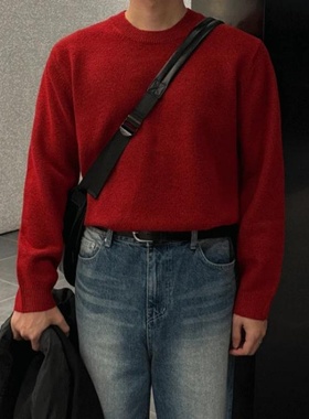 MRDONG韩国代购男装LOGAN基础圆领针织衫多色秋冬亲肤百搭