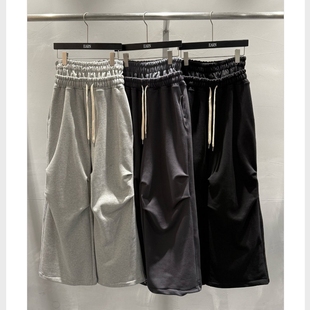 MRDONG韩国代购男装双褶抽绳垂坠感宽腿休闲长裤极简街头风格小众