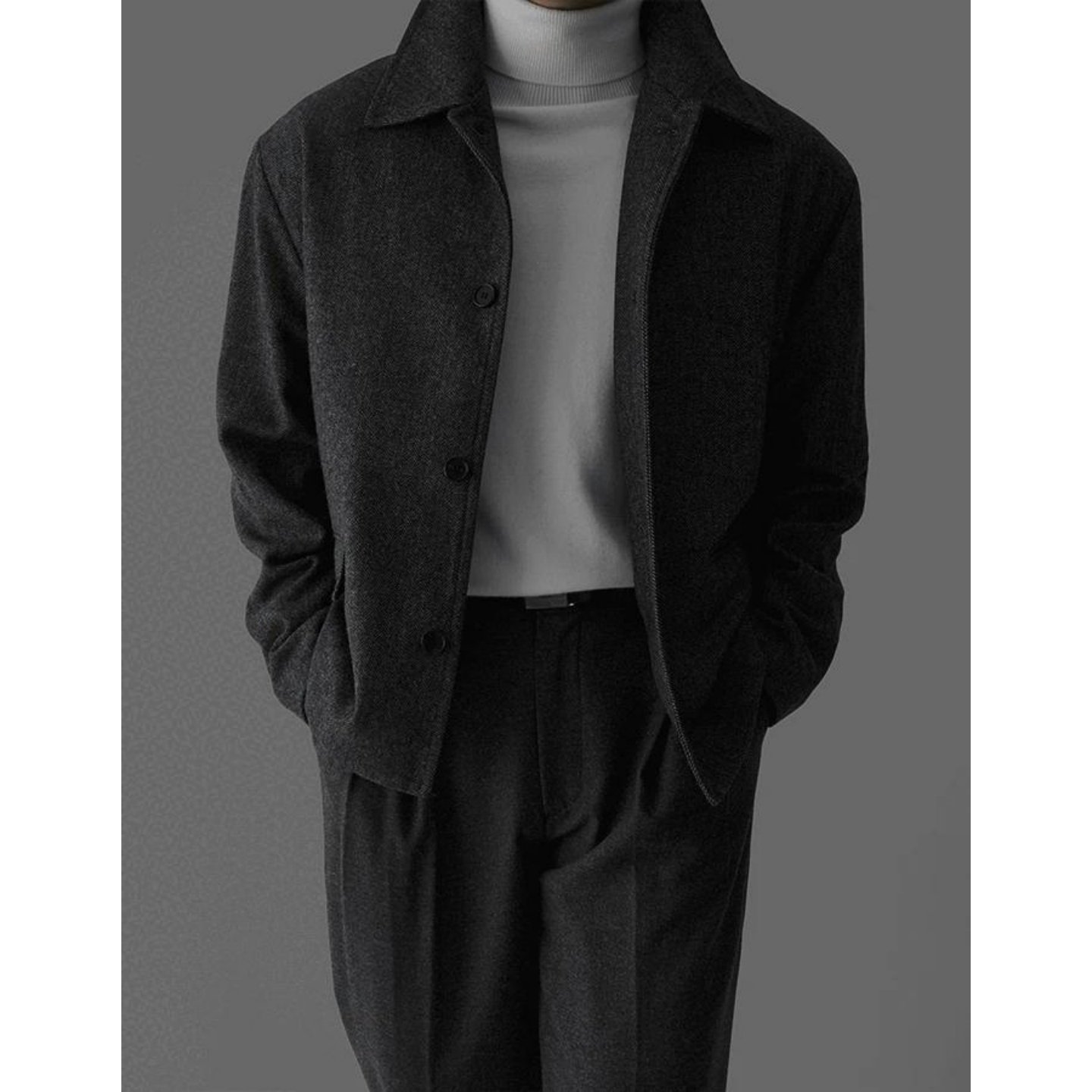 MRDONG韩国代购男装马德里人字纹羊毛短款夹克利落高级氛围小众款,男装,夹克,淘宝优惠券,粉丝福利购,淘宝优惠卷