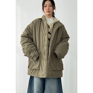 half 韩国代购 safari quilting jacket立领中长棉服外套 oversize