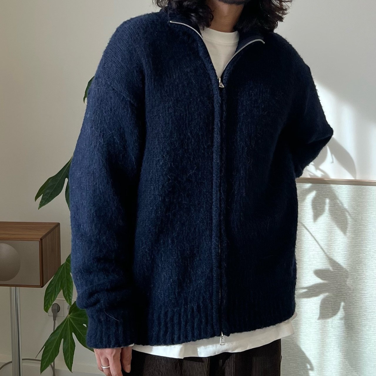 福利秒杀韩国男装代购直播HOWELL重工羊毛羊驼毛立领针织开衫外套