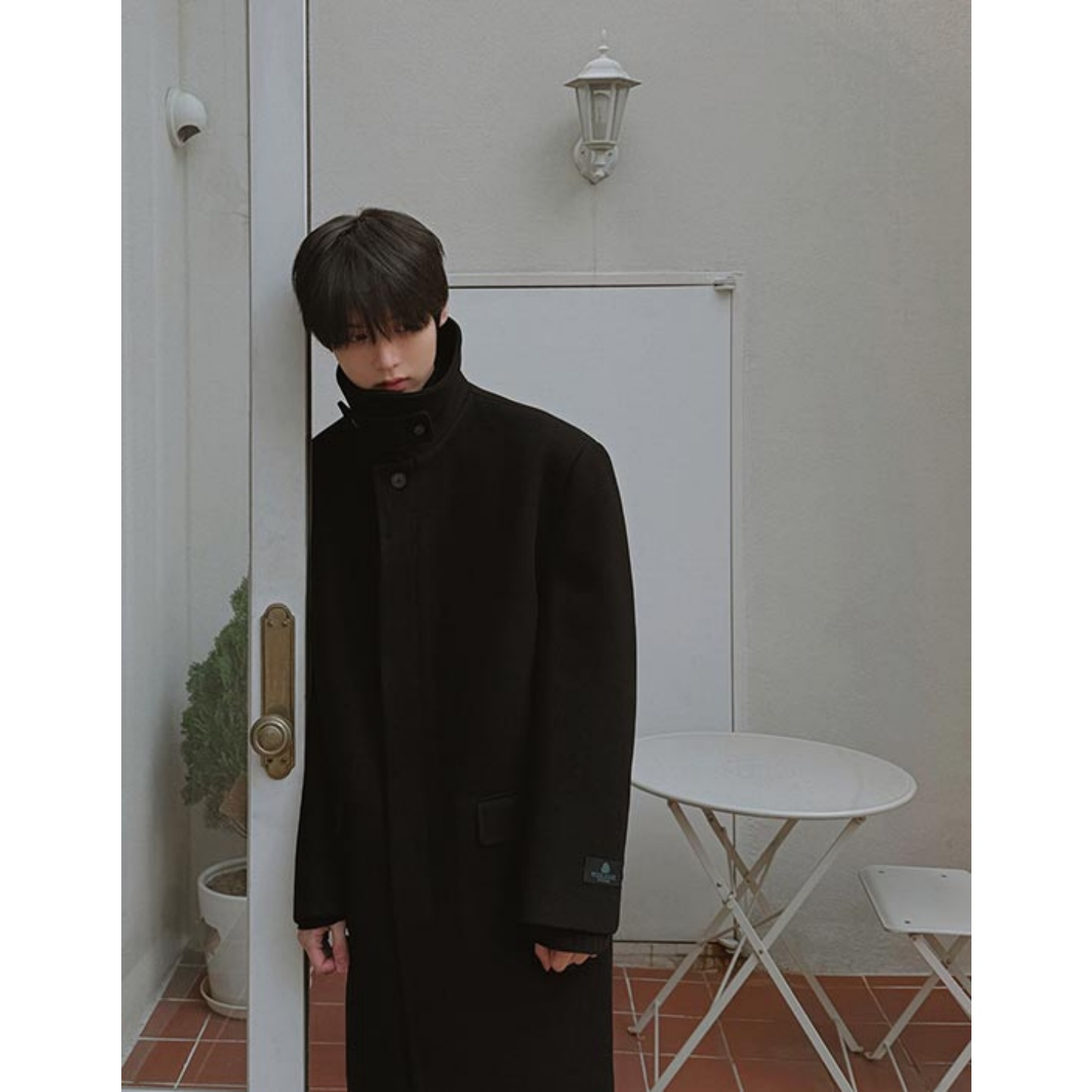 韩国男装高品翻领韩系羊毛呢大衣