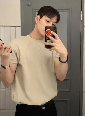 韩国男装代购直播HENDEL高品弹力棉净版12色百搭打底休闲短袖T恤