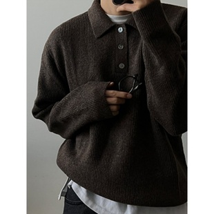 MRDONG韩国代购男装LOGAN重磅粗针立体纹理圆领毛衣廓形外套