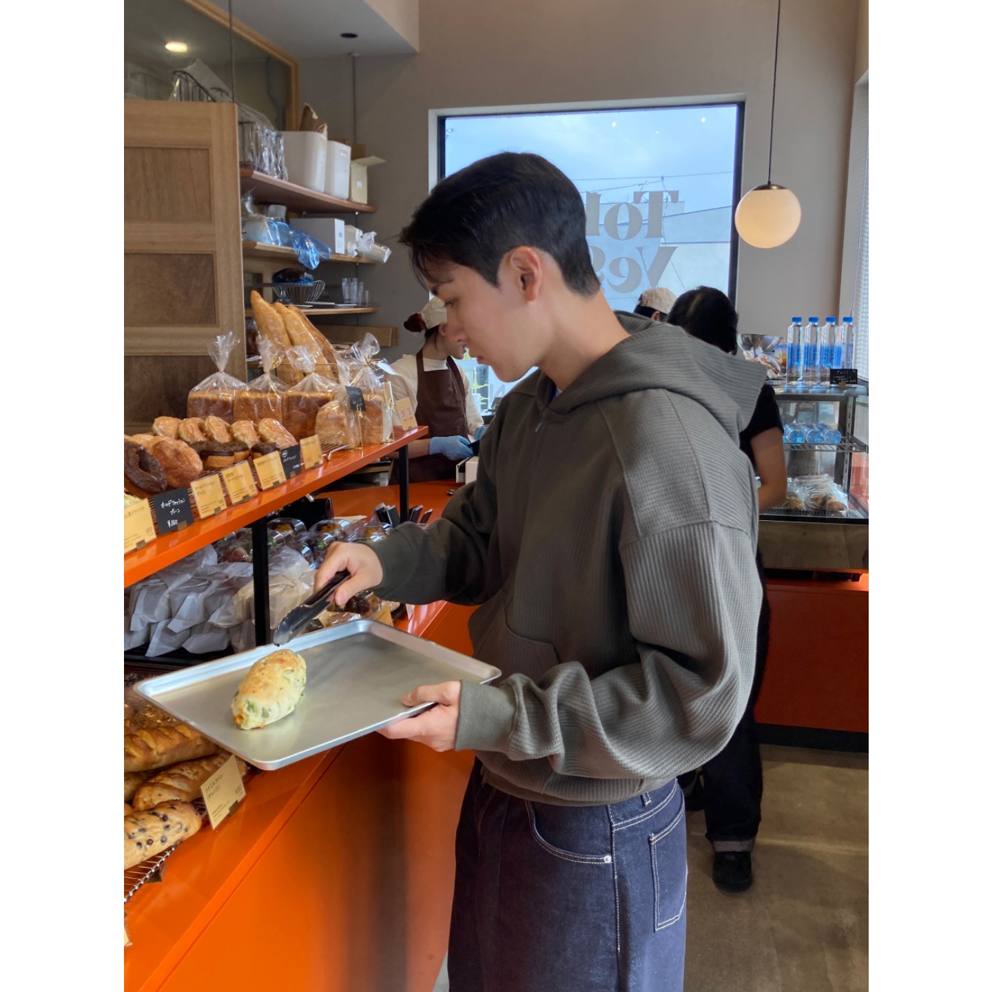 韩国男装肩线拼接华夫格连帽外套