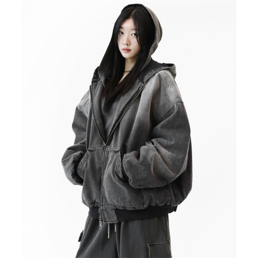 韩国代购渐变褪色水洗复古风夹克