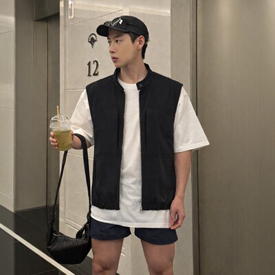 韩国代购男女福利秒杀AVEC高档斜纹面百货级立领春季外搭马甲外套