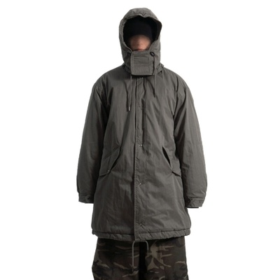 韩国代购军装风中长款连帽棉大衣