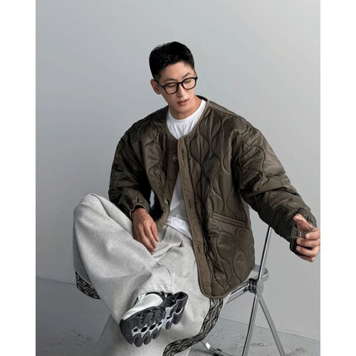 韩国代购轻量波浪绗缝棉服宽松