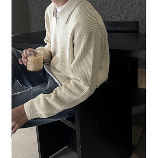 韩国代购男装福利秒杀LAINE薅羊毛王炸匹马棉YKK半拉链翻领毛衣