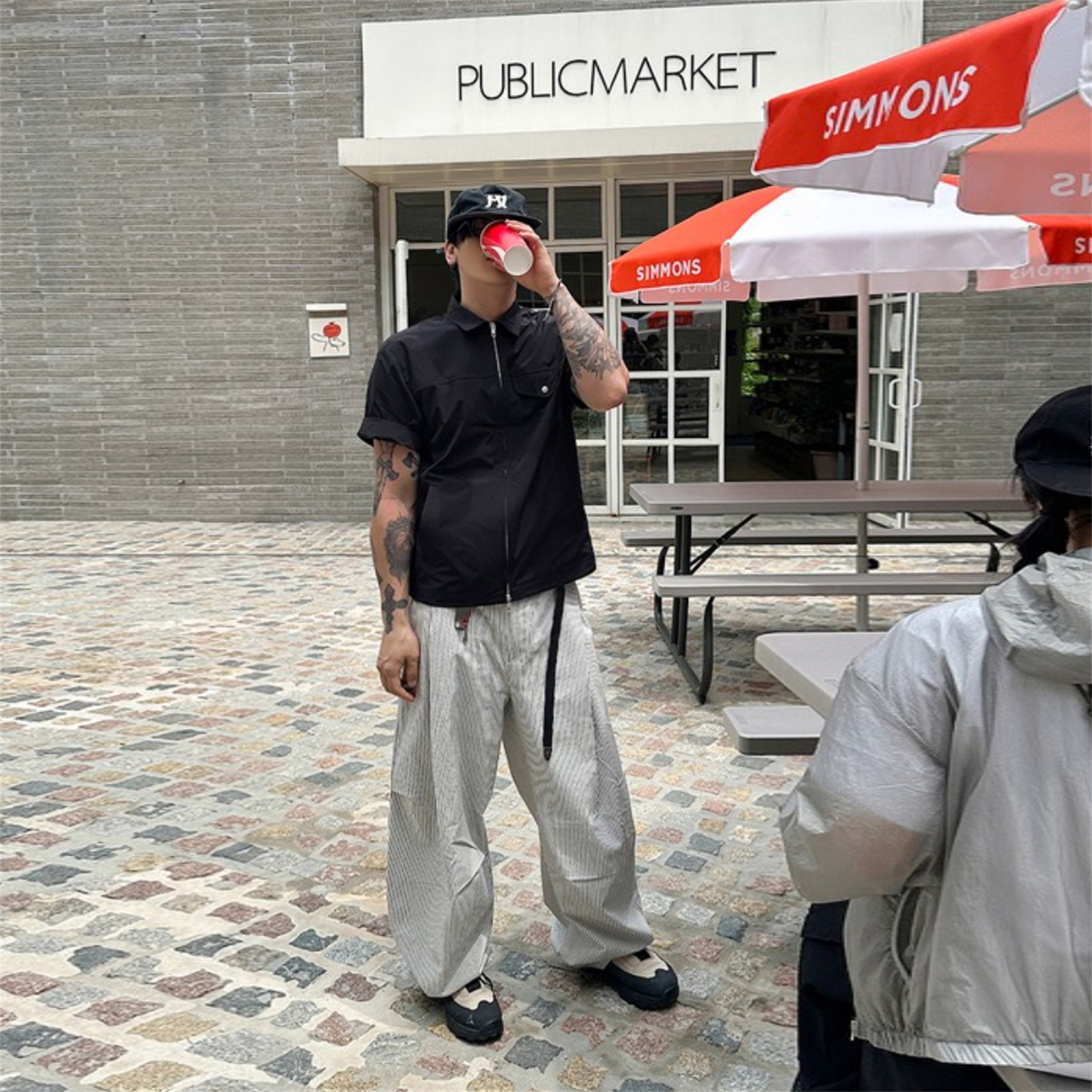 MRDONG韩国男装代购夏季高品尼龙顺滑感双向拉链翻领开衫短袖衬衫