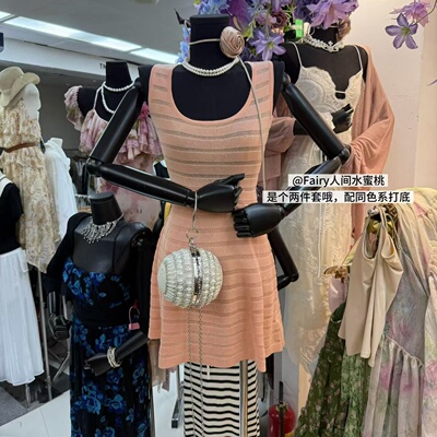 涤纶套头U领针织连衣裙女